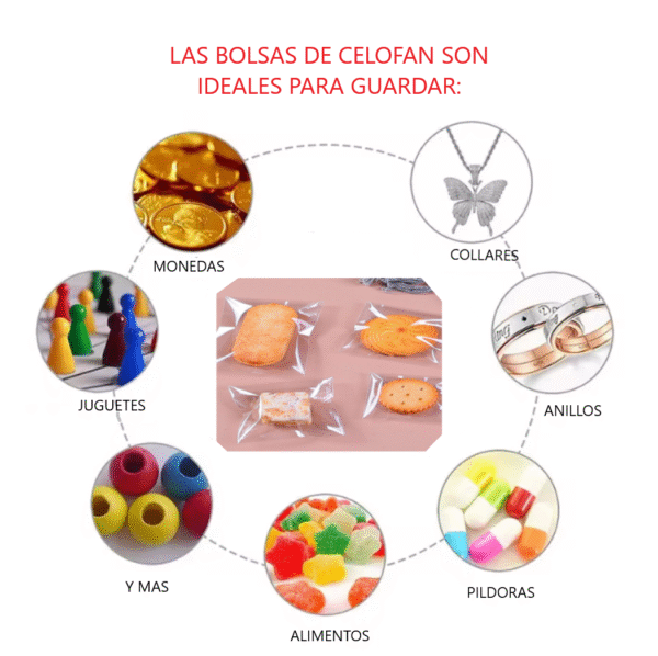 Bolsa celofán adhesiva 3x10 cm para stickers, dulces o joyería