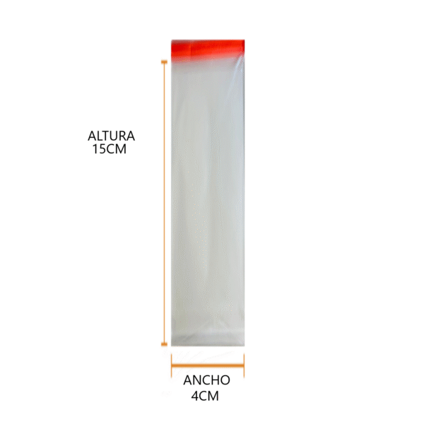 Bolsa de celofan con adhesivo 4X15 02 Bolsas de celofán con adhesivo 4x15 cm para stickers, dulces o joyería