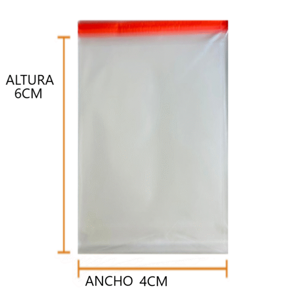 Bolsa de celofan con adhesivo 4X6 02 Bolsa de Celofán con Adhesivo 4x8 cm | Transparente, Ideal para Dulces, Manualidades o Muestras