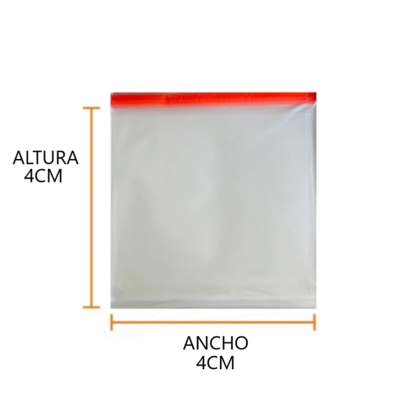 Bolsa de celofan con adhesivo 4x4 02 Bolsa de Celofán con Adhesivo 4x4 cm | Transparente, Ideal para Dulces, Manualidades o Muestras