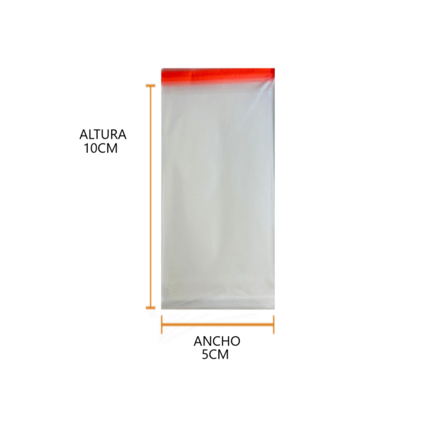 Bolsa de celofan con adhesivo 5x10 02 Bolsas de celofán con adhesivo 5x10 cm para stickers, dulces o joyería