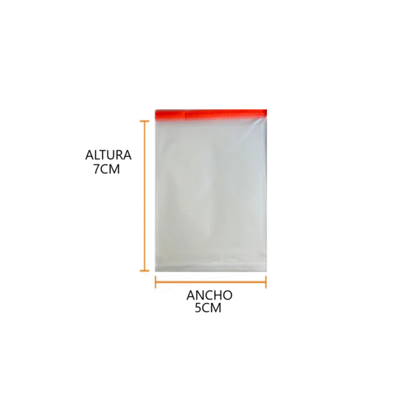 Bolsa de celofan con adhesivo 5x7 02 Bolsas de celofán con adhesivo 5x7 cm para stickers, dulces o joyería
