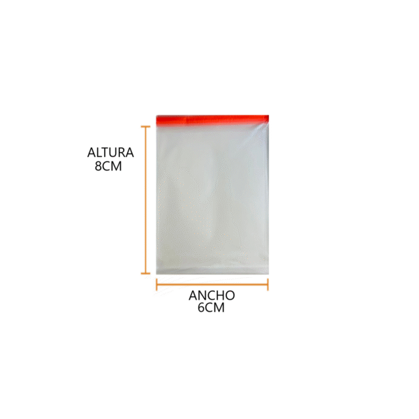 Bolsa de celofan con adhesivo 6x8 02 Bolsas de celofán con adhesivo 6x8 cm para stickers, dulces o joyería