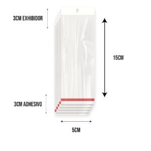 Bolsa de Celofán con Cenefa 5x15 cm – Tipo Exhibidor para colgar dulces y productos