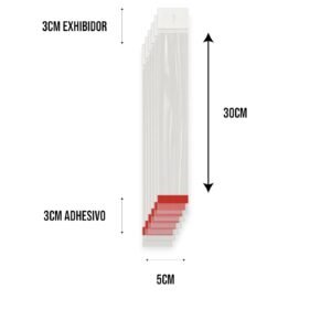 5x30+3+3 medidas Bolsa de Celofán con Cenefa 5x30 cm – Tipo Exhibidor para colgar dulces y productos