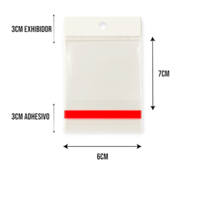 6x7+3+3 medidas Bolsa de Celofán con Cenefa 6x7 cm – Tipo Exhibidor para colgar dulces y productos