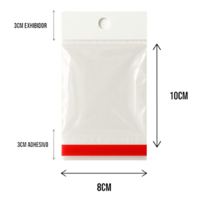 8x10+3+3 medidas Bolsa de Celofán con Cenefa 8x10 cm – Tipo Exhibidor para colgar dulces y productos