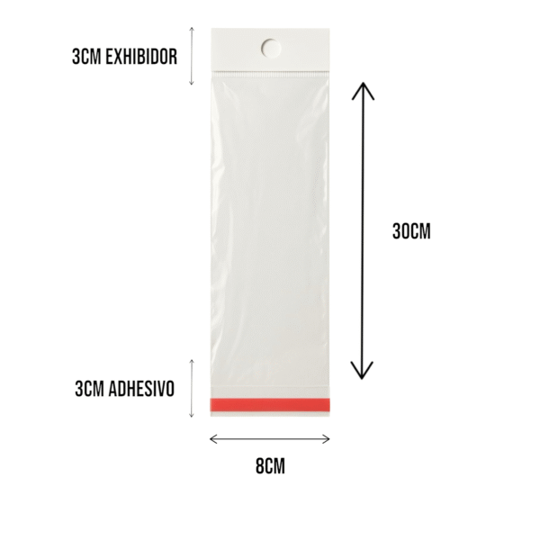 Bolsa de Celofán con Cenefa 8x30 cm – Tipo Exhibidor para colgar dulces y productos