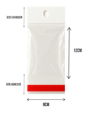 Bolsa de Celofán con Cenefa 9x12 cm – Tipo Exhibidor para colgar dulces y productos