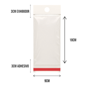 Bolsa de Celofán con Cenefa 9x18 cm – Tipo Exhibidor para colgar dulces y productos