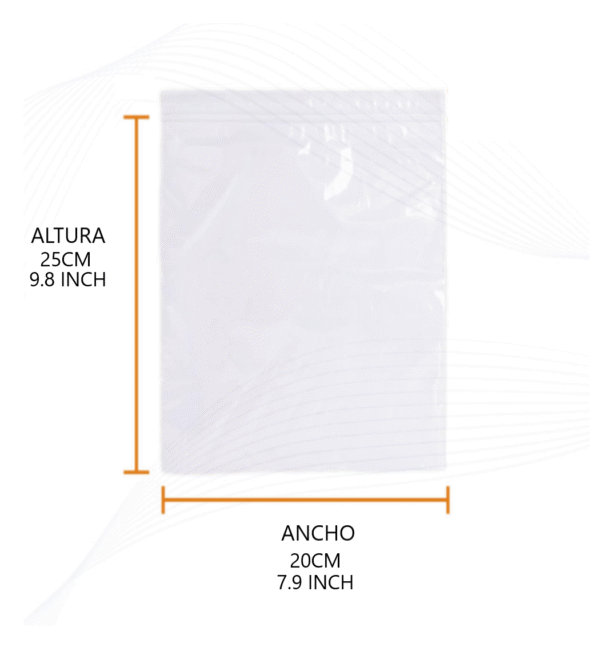 BOLSA ZIPPER 20X25 01 Bolsa zipper 20x25 cm | transparente cierre hermético para accesorios y piezas medianas