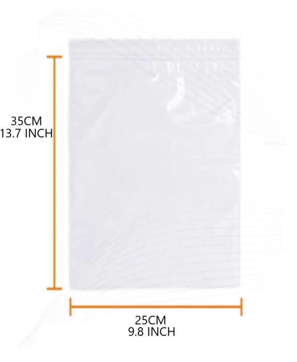 BOLSA ZIPPER 25X35 01 Bolsa zipper 25x35 cm | transparente cierre hermético para accesorios y piezas medianas