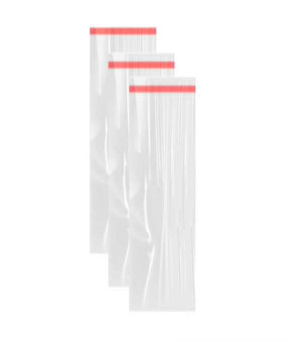 Bolsa de celofan con adhesivo 8x25 01 Bolsas de celofán con adhesivo 9×25 cm para llaveros, regalos y articulos de papeleria