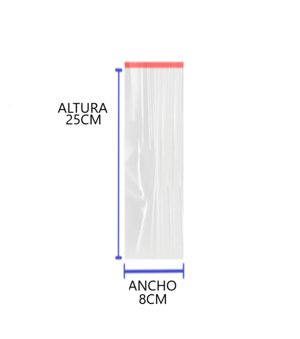 Bolsa de celofan con adhesivo 8x25 02 Bolsas de celofán con adhesivo 8x25 cm para stickers, dulces o joyería