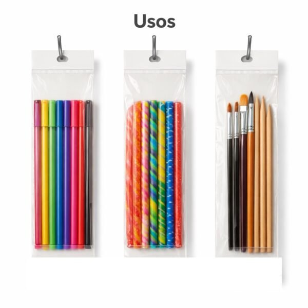 Bolsa de celofán con cenefa y adhesivo 10 x 30 cm para exhibidor