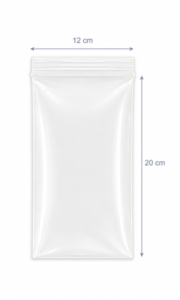 Bolsa de zipper transparente 12 x 20 cm