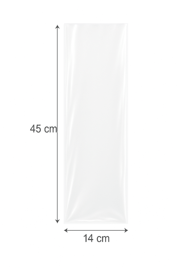 14x45 medidas Bolsa de celofán transparente sin adhesivo 14 x 45 cm