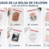 16x20+3 usos Bolsa de celofán transparente con adhesivo 16 x 20 cm
