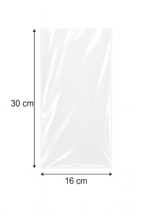 16x30 medidas Bolsa de celofán transparente sin adhesivo 16 x 30 cm