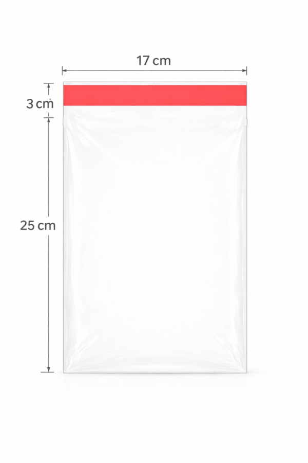 17x25+3 medidas Bolsa de celofán transparente con adhesivo 17 x 25 cm