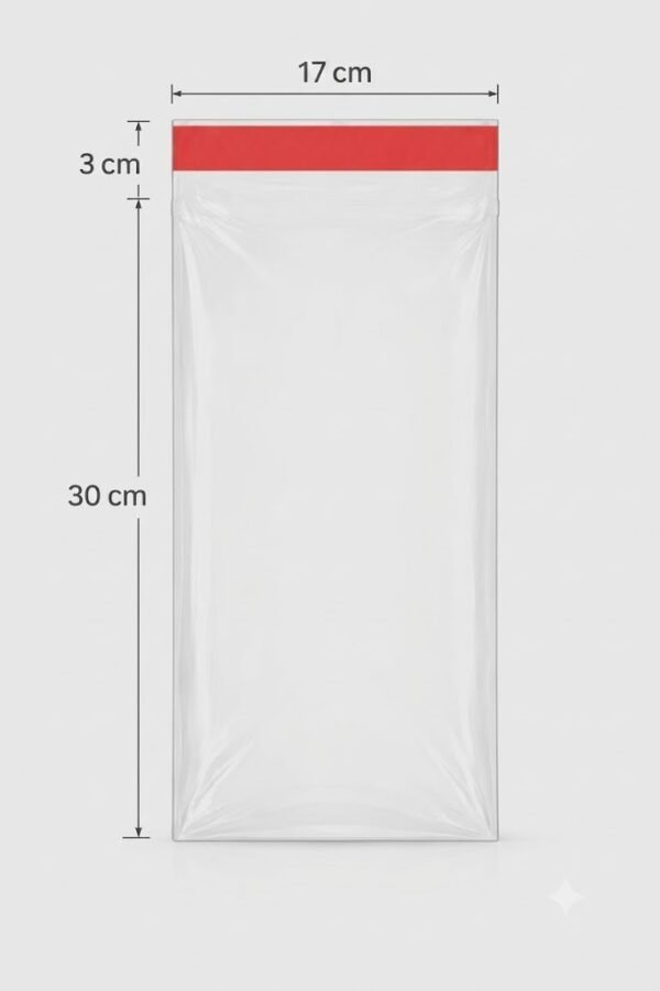 17x30+3 medidas Bolsa de celofán transparente con adhesivo 17 x 30 cm