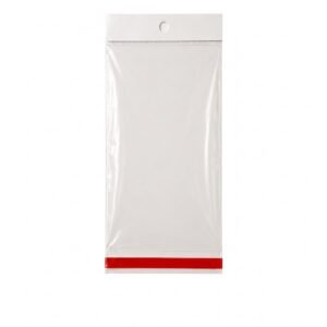 Bolsa de celofán con cenefa y adhesivo 18 x 35 cm para exhibidor