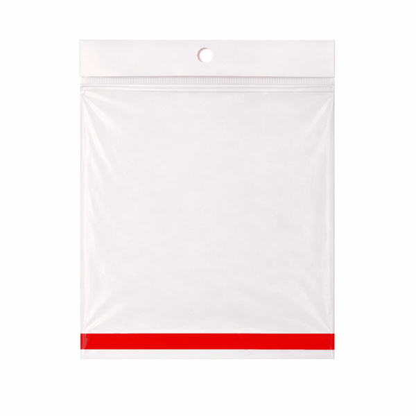 Bolsa de celofán con cenefa y adhesivo 20 x 20 cm para exhibidor