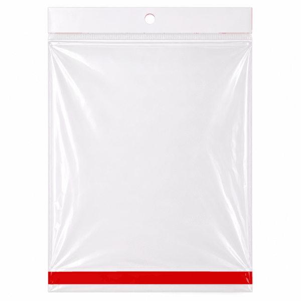 Bolsa de celofán con cenefa y adhesivo 20 x 25 cm para exhibidor