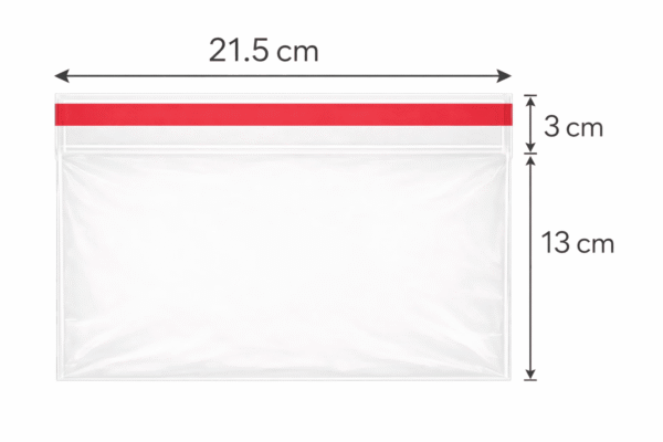 Bolsa de celofán transparente con adhesivo 21.5 x 13 cm