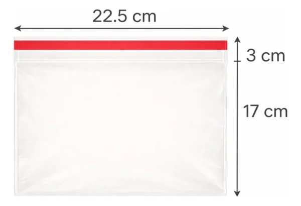 Bolsa de celofán con adhesivo 22.5 x 17 cm para hojas media carta