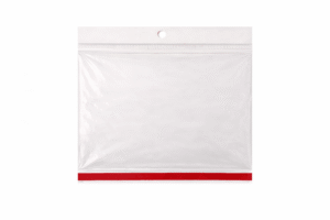 Bolsa de celofán con cenefa y adhesivo 22.5 x 17 cm para exhibidor
