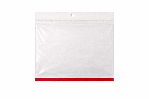 22.5x17+3+3 Bolsa de celofán con cenefa y adhesivo 22.5 x 17 cm para exhibidor