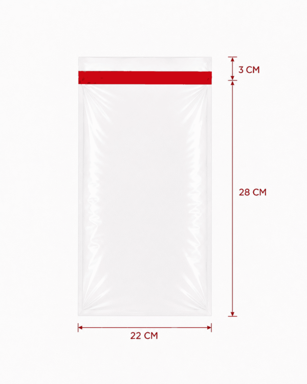 22x28+3 medidas Bolsa de celofán transparente con adhesivo 22 x 28 cm
