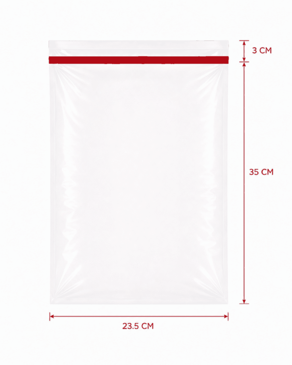 Bolsa de celofán transparente con adhesivo 23.5 x 35 cm
