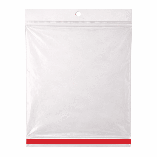 Bolsa de celofán con cenefa y adhesivo 25 x 35 cm para exhibidor