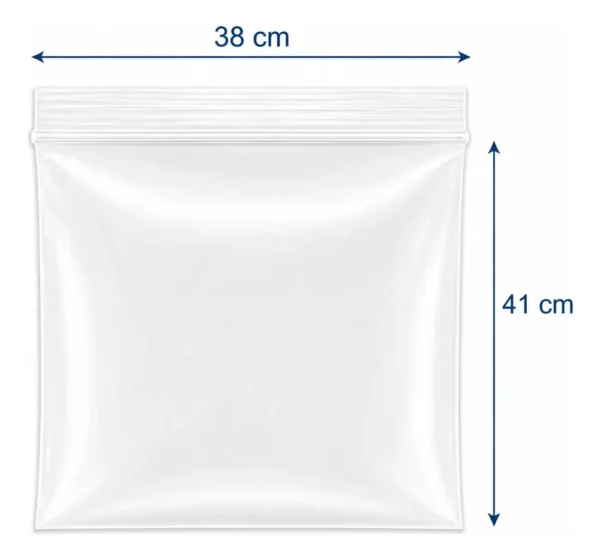 Bolsa de zipper transparente 38 x 41 cm