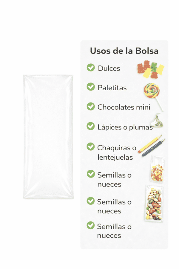 Bolsa de celofán transparente sin adhesivo 5 x 12 cm