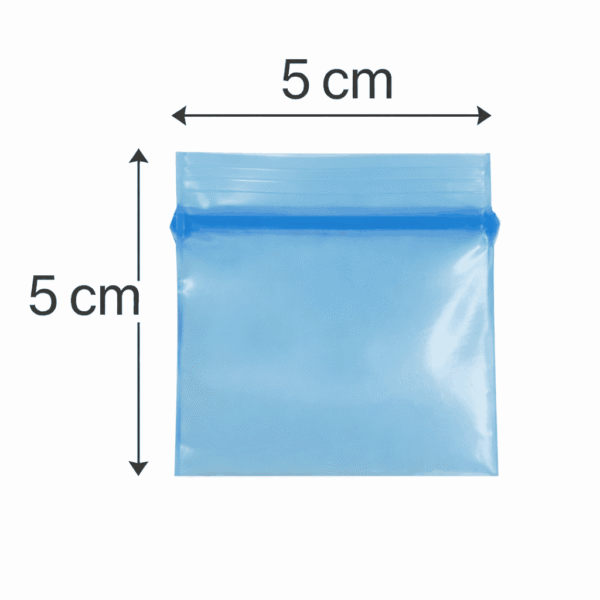 5x5 azul medidas Bolsa de zipper transparente 5 x 5 cm