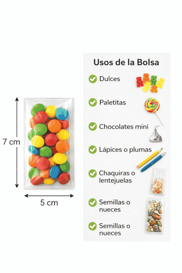 Bolsa de celofán transparente sin adhesivo 5 x 7 cm