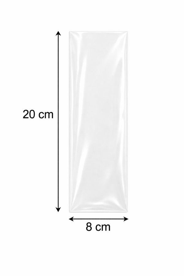 8x20 medidas Bolsa de celofán transparente sin adhesivo 8 x 20 cm
