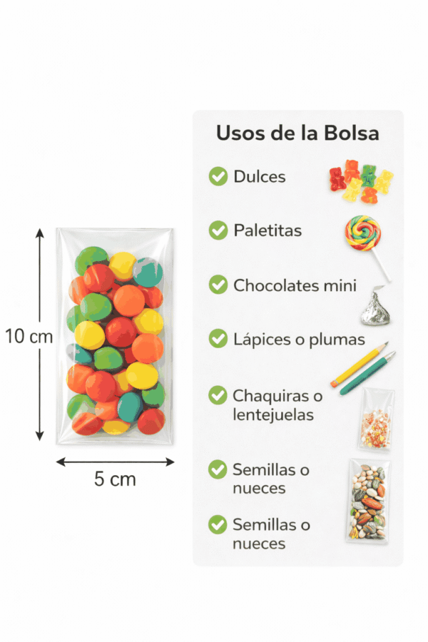 Bolsa de celofán transparente sin adhesivo 5 x 10 cm