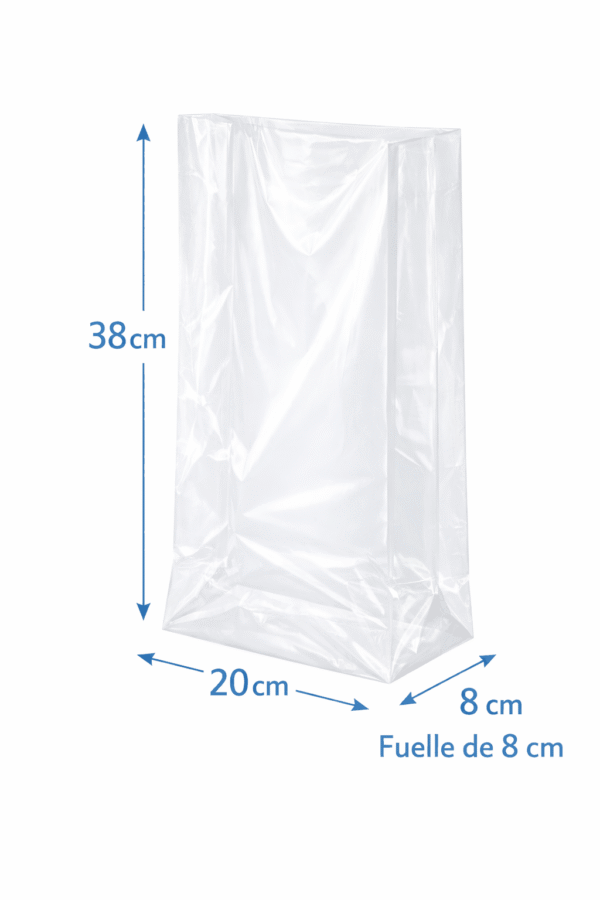 Bolsa de celofán con fuelle 4 kg (20 x 9 x 38 cm)